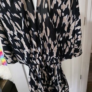 Stylish Black and Cream Patterned Romper